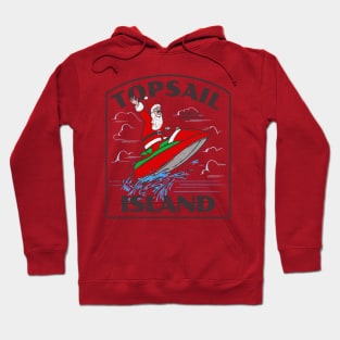 Topsail Beach, NC Christmas Vacationing Waterskiing Santa Hoodie